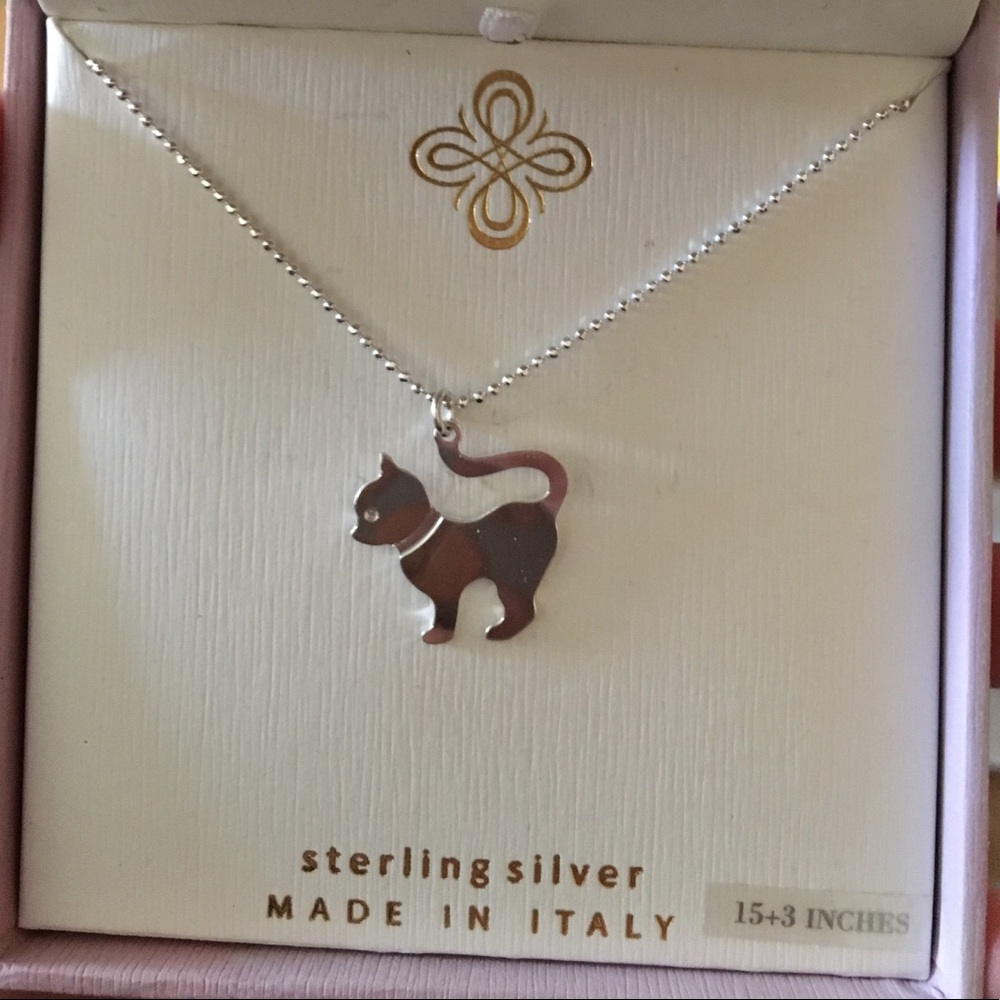Sterling silver cat necklace
